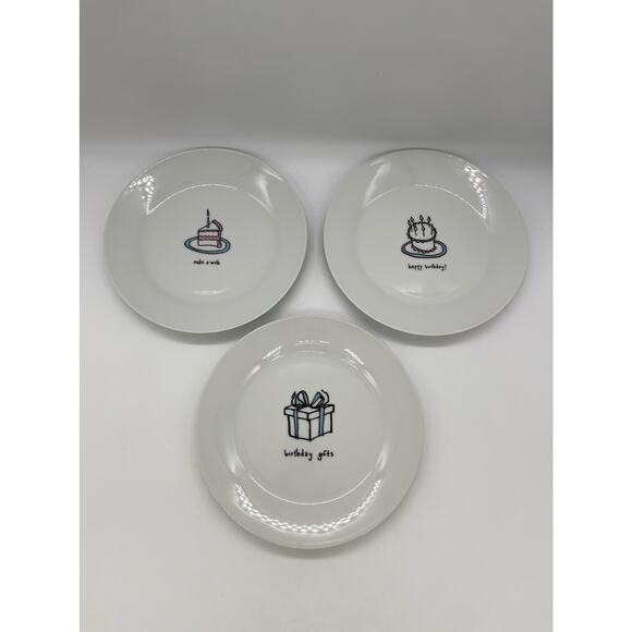 I. Godinger & Co Set of 3 Birthday Dessert Plates 7 5/8" - Picture 1 of 3